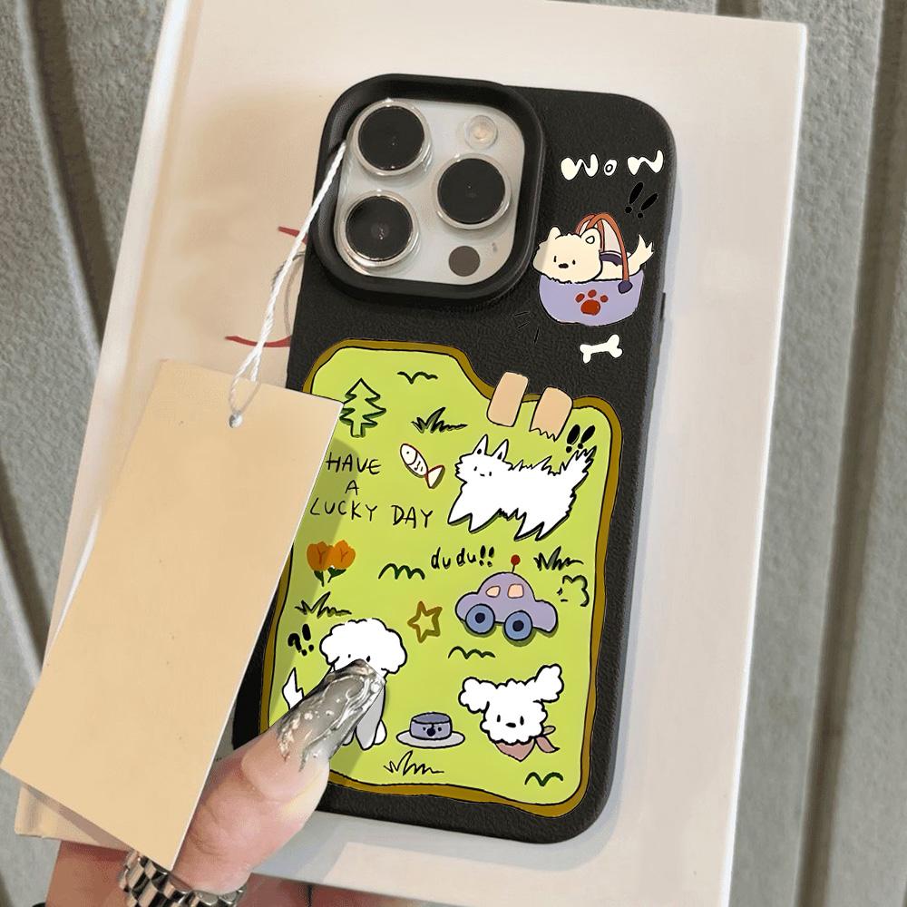 

Чехол для телефона iPhone 11 13 XR XS Max, чехол для iPhone 12 14 15 16 Pro Max 12 Pro 15 Plus, кожаный, окрашенный, водонепроницаемый, устойчивый к падениям и износу, мультяшный iPhone 11 чёрный