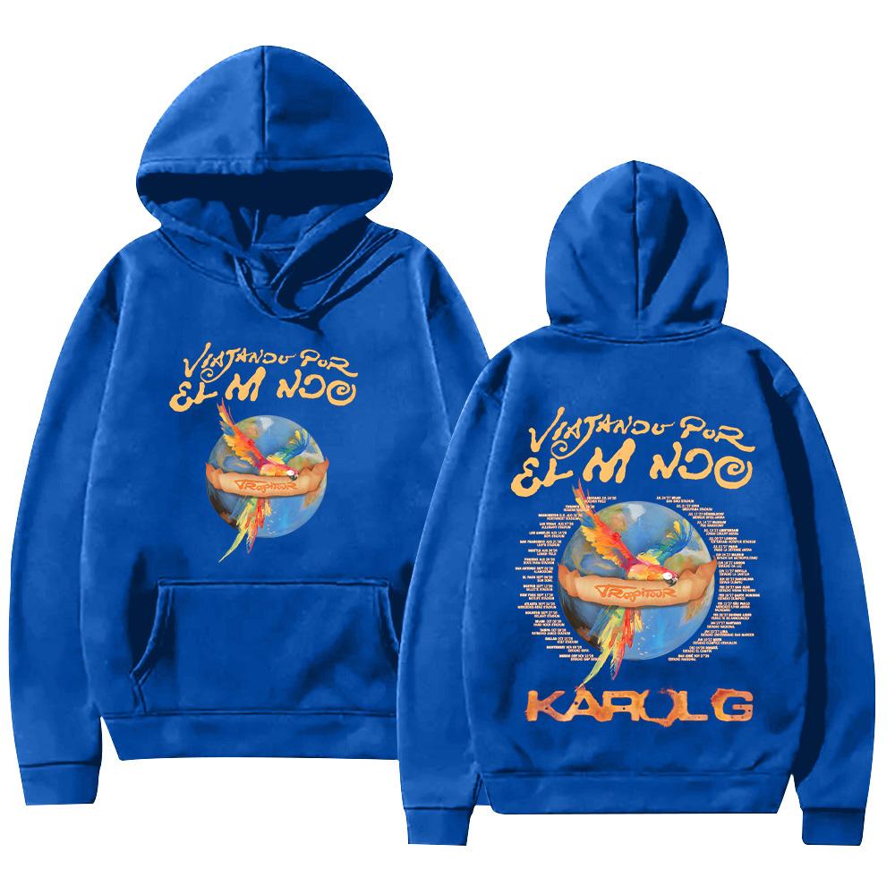 Karol G Viajando Por El Mundo Tropitour Hoodies Long Sleeve High Street Sweatshirts Unisex New Pattern Pullovers