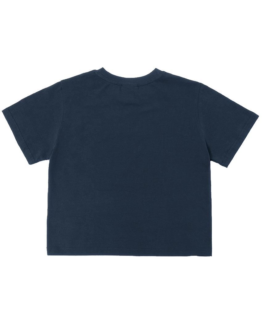 MATCHGLOBE Hawaiian Flower Crop Top (Navy)