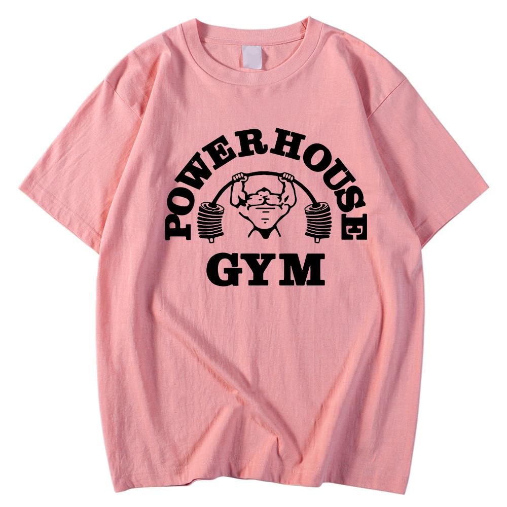 Powerhouse Gym Print Cotton T-shirt Men Women Sportswear Oversized Tshirt Short Sleeve Tee Summer Fitness T Shirts Clothes Tops