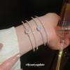 Korean Minimalist Zircon Geometric Open Cuff Bracelet - Light Luxury & Exquisite Design