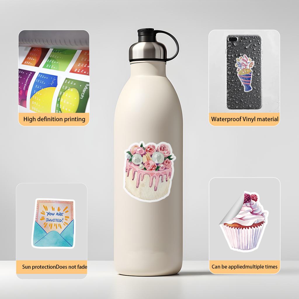 50Pcs Cute Style Birthday Coming Soon Graffiti Water Cup Suitcase Decoration Children’S Stickers
