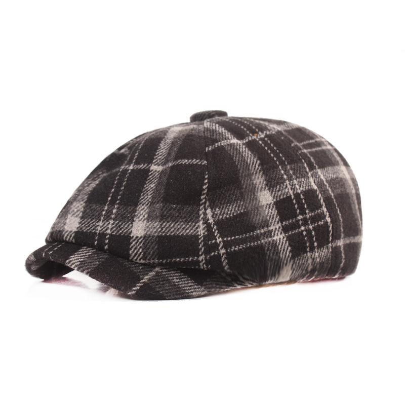 Bavlněný baret Pánská malířská čepice Newsboy čepice Klobouk Rybí kost Osmihranný klobouk