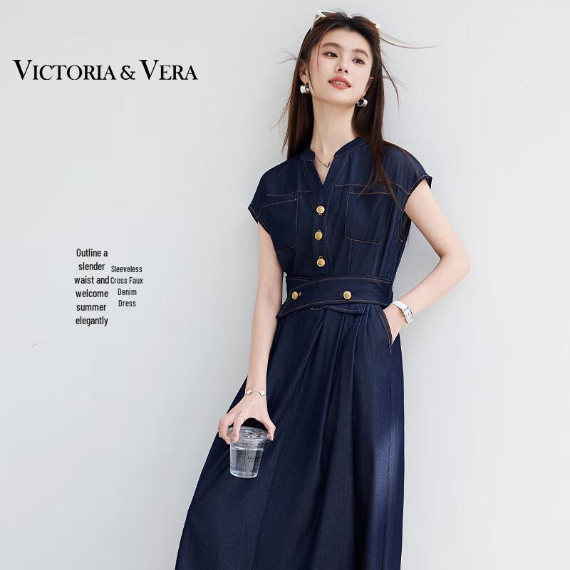 

VICTORIA&VERA Women s Faux Denim Sleeveless Midi Dress XL