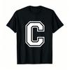 Unisex Buchstabe C Varsity Monogramm Initial Rundhals T-Shirt Atmungsaktiv Ganzjahres Täglicher Oberteil