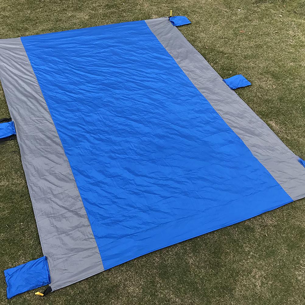 Beach Blanket Large Size 86.7 In * 70.9 In Outdoor Sandproof Picnic Blanket Nylon Beach Mat with 4 Stakes for Travel Camping Hiking