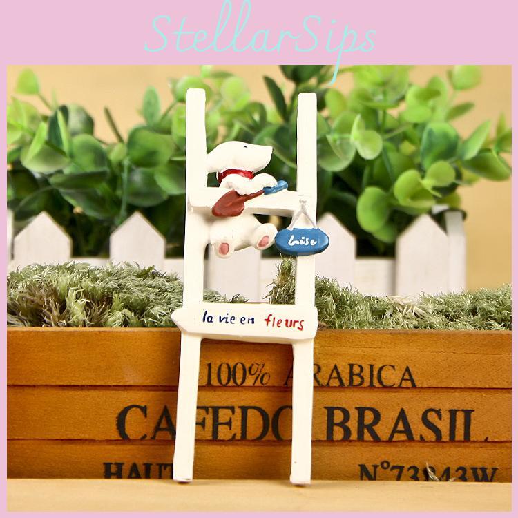 Creative Staircase Climbing Puppy Scene Mini Model Ornament For Garden And Home Accents