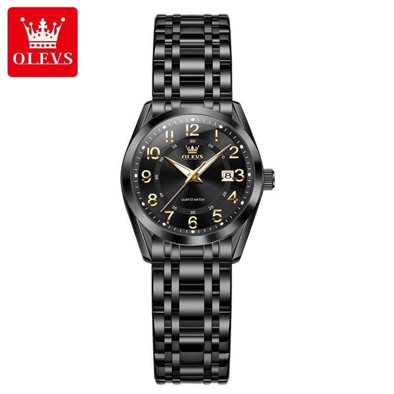 

OLEVS Watches for Women Waterproof Stainless Steel Women s Watch Luxury Luminous Dial Calendar Original Quartz Watch чёрный