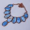 Natural Owyhee Blue Opal Copper Mother Gift Electroformed Chain Necklace Jewelry V-83