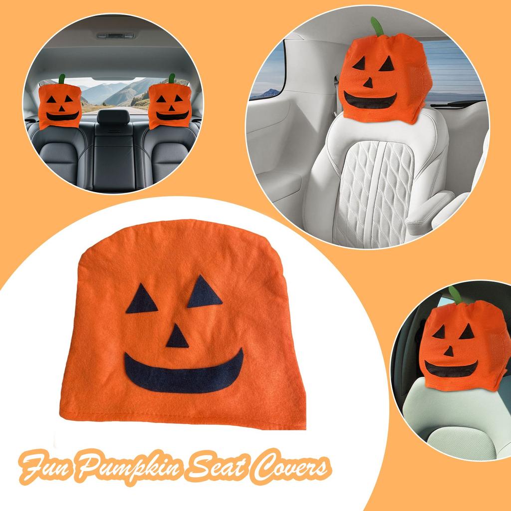 Halloween Decoration Pumpkin Non-woven Christmas Car Chair Cover Festive Atmosphere To Create Car Backrest Chair Cover