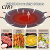 Family Size Outdoor Cooking Pan Electric Smokeless Grill, Nonstick Griddle, Korean BBQ Meat Roaster Quick Heat Conduction with Handle, Round