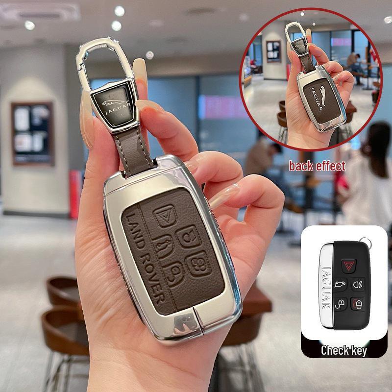Jaguar XFL/XEL/F-Pace/XJL/F-Type/E-Pace High-End Leather Metal Key Case for Men & Women