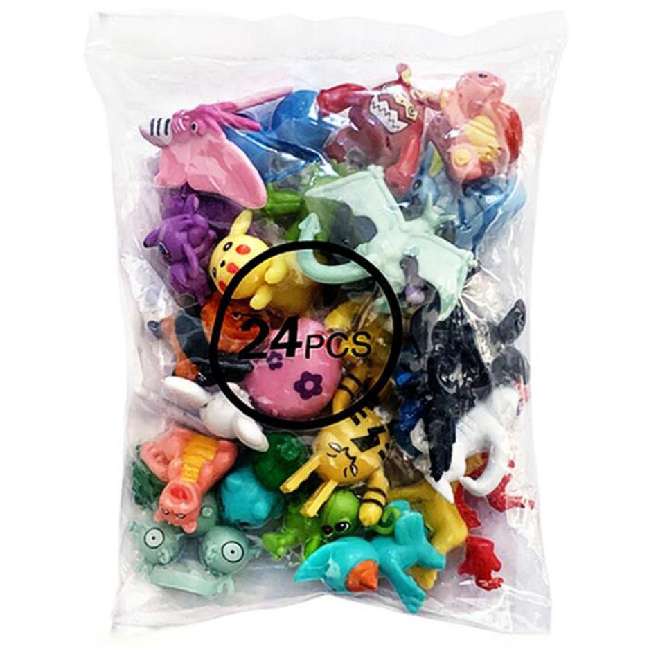 24pcs/Bag Set Game Character Figures Toy 2-3cm Bulk Anime Small Pocket Monster Mini Doll Lot Pikachu Figurine Birthday Gift
