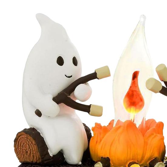 Ghost Campfire Night Light Halloween Night Lights 3D LED Ghost Flickering Nightlight for Bedroom Indoor Decorations