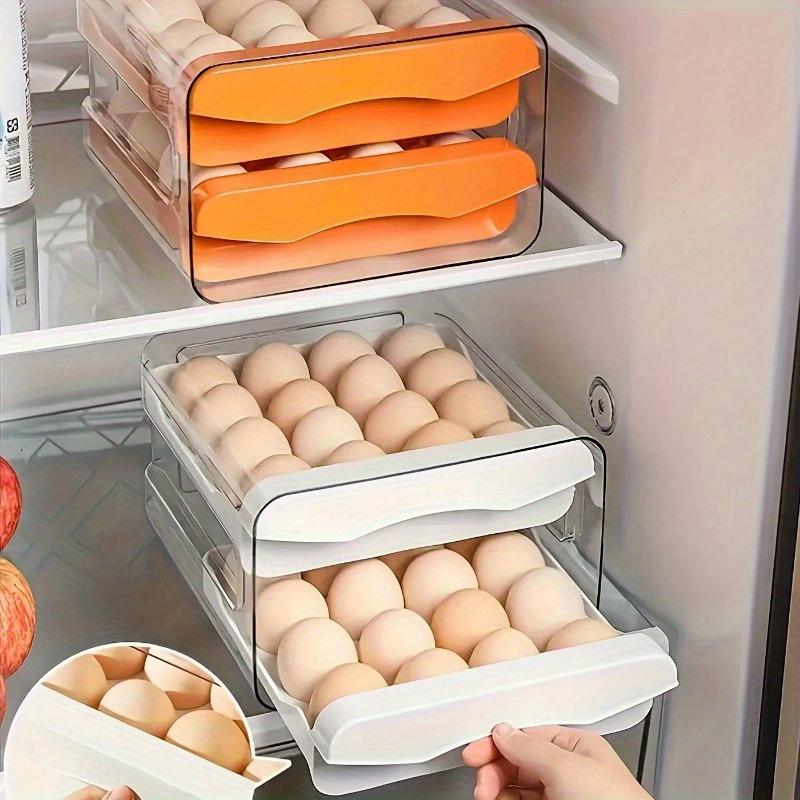 Refrigerator Egg Storage Box Drawer Style Egg Organizer 2-layer Pull-out Box For Keeping Eggs Fresh Large Capacity Kitchen Rack