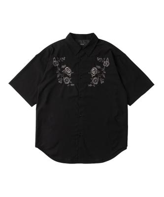 WEGO Short Sleeve Shirt with Floral Korean Loose Perfect for and Size Pattern 2 Men's Motif, Style, Monochrome, Casual, Fit, Spring, Summer, Fall, L,
