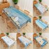 Ocean Theme Table Cloth Waterproof Beach Seashells Starfish Print Coastal Dining Decor For Kitchen Party Wedding Tablecloth