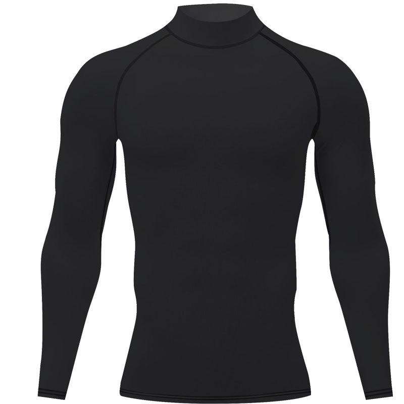 

Мужская спортивная футболка с высоким воротом, суперэластичная - быстросохнущая, влагоотводящая, для бега и фитнеса осенью/зимой. XL чёрный