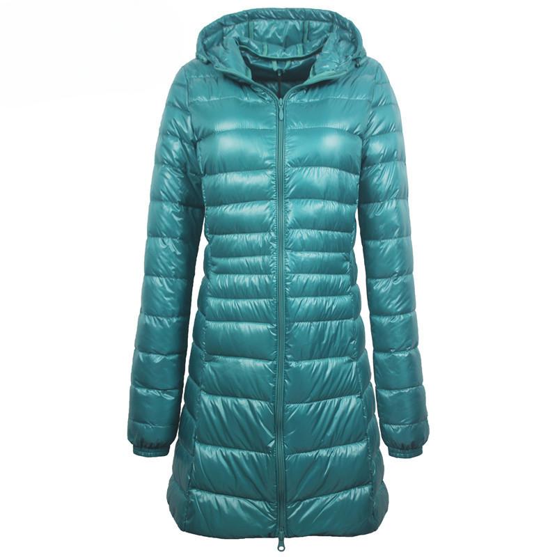 Women's Long Hooded Puffer Down Jacket - Ultra-Light Style