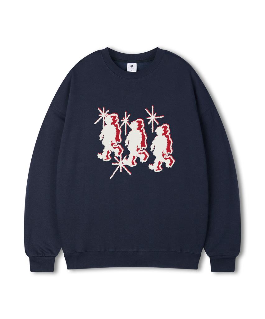 TOPBOY Running Crew Oversized Fleece-Lined Printed Sweatshirt