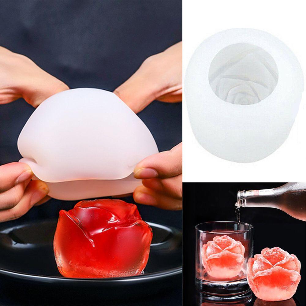 

DIY Home Bar Flower Ice Tray Ice Cube Mould 3D Rose Mold Silicone Baking Mold