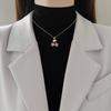 Light Luxury Cherry Flower Zircon Jewelry Sets Stainless Steel Chains Geometric Pendant Necklace Earrings Gifts For Women Girls
