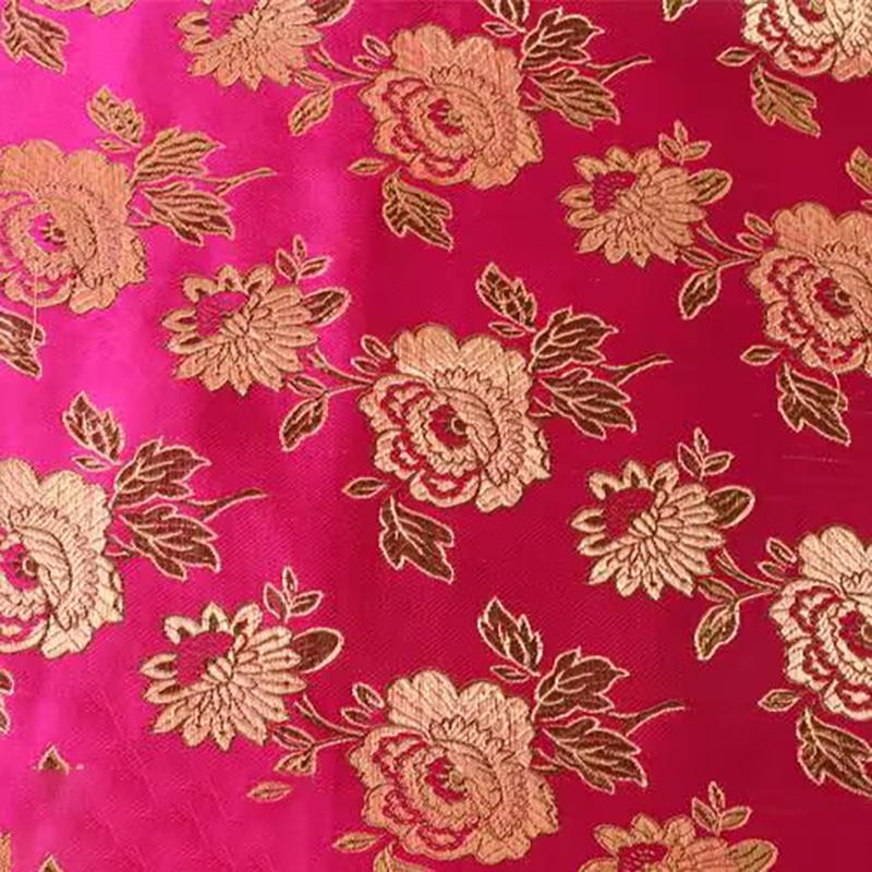 Jacquard Brocade Fabric By Meters for Cheongsam Dress Clothes Bag Pillowcase Diy Sewing Smooth Soft Flower Needlework Cloth Red