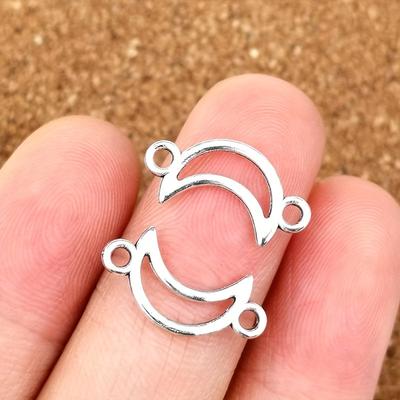 Hantverk Dubbelhål Månkontakt Ihålig Antik Silver DIY Halsband Armband Örhänge Hantverk