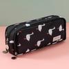Estuche negro para lápices, gran espacio de almacenamiento, 2 compartimentos, bolsa de doble cara abierta, organizador de escritorio para estudiantes, útiles escolares