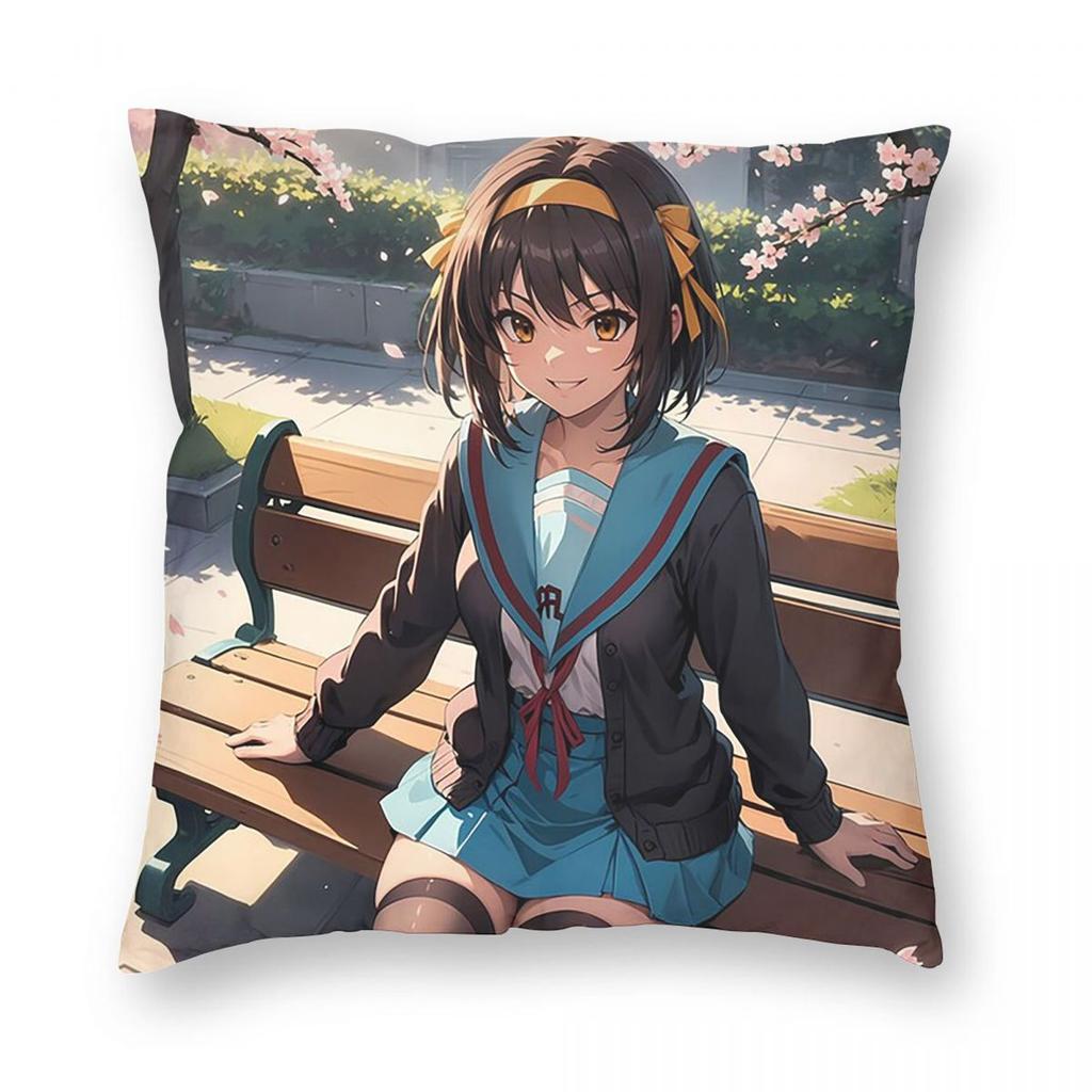 The Melancholy Of Haruhi Suzumiya Anime Square Pillowcase Pillow Cover Cushion Throw Pillow for Home Sofa Living Room
