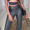 Kalhoty s vysokým pasem rozšířené 2023 jarní móda Dámské elastické PU kožené kalhoty Skinny Commuter Ležérní kalhoty Joggers 26318