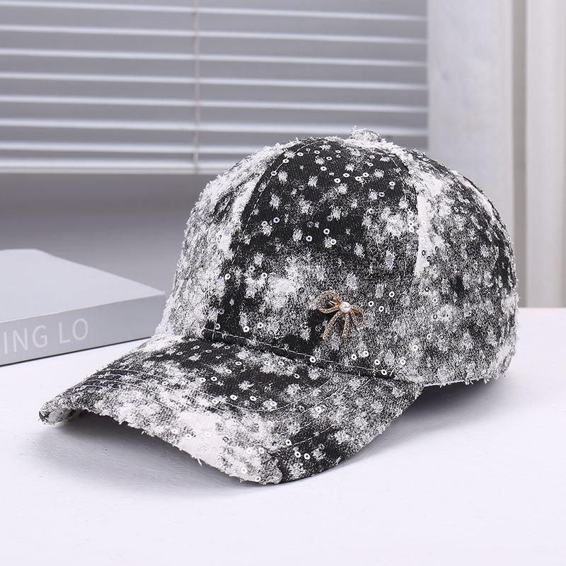 Spring and summer new fashion niche sequins old hole design baseball cap outdoor street racket travel sunshade sunscreen cap