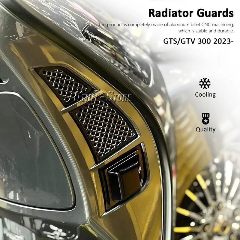 CNC Aluminum Motorcycle Radiator Guard Protection Grille Cover For Vespa GTS300 Gts300 GTV300 GTS GTV 300 2023 2024