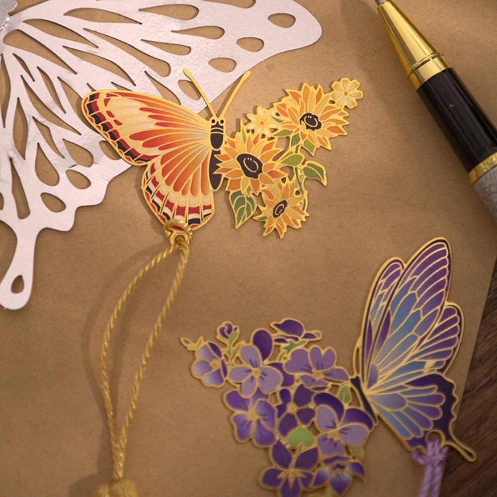 Tassel Metal Bookmark Metal Book Clip Retro Butterfly Bookmark  Teacher