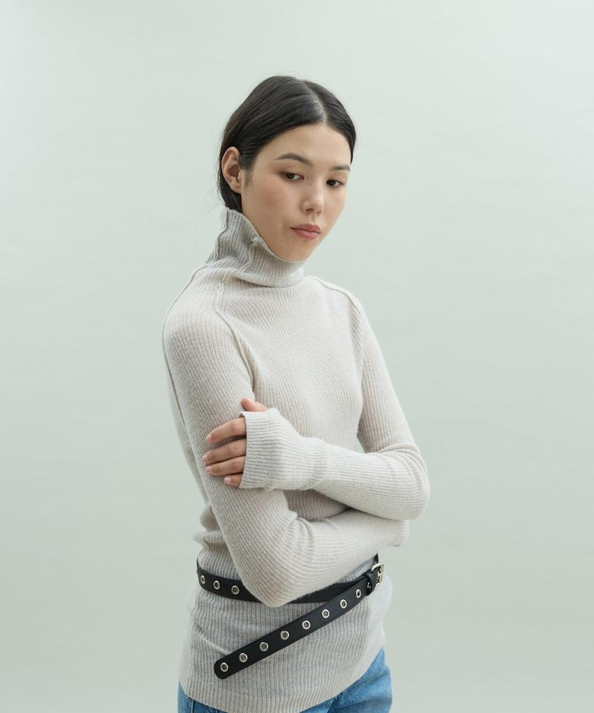 Diito Alpaca Ribbed Turtleneck [Grey]