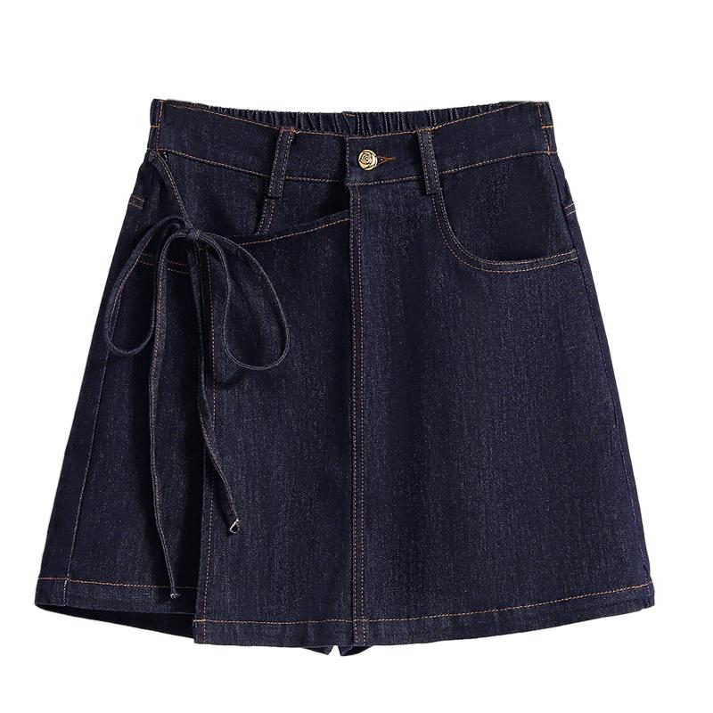 DIMANAF 2026 Primavera Estate Taglie Forti Donna Gonne Corte Pantaloni Jeans Vita Elastica Pantaloncini Oversize Denim Cotone tinta unita