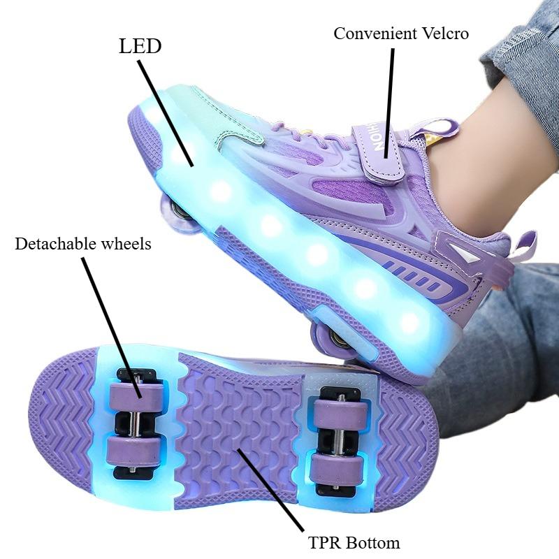 NEW 4 Wheel Roller Skates Shoes for Boys and Girls LED Speed Roller Skates for Children's Racing Ice Skating Sneaker with Wheels