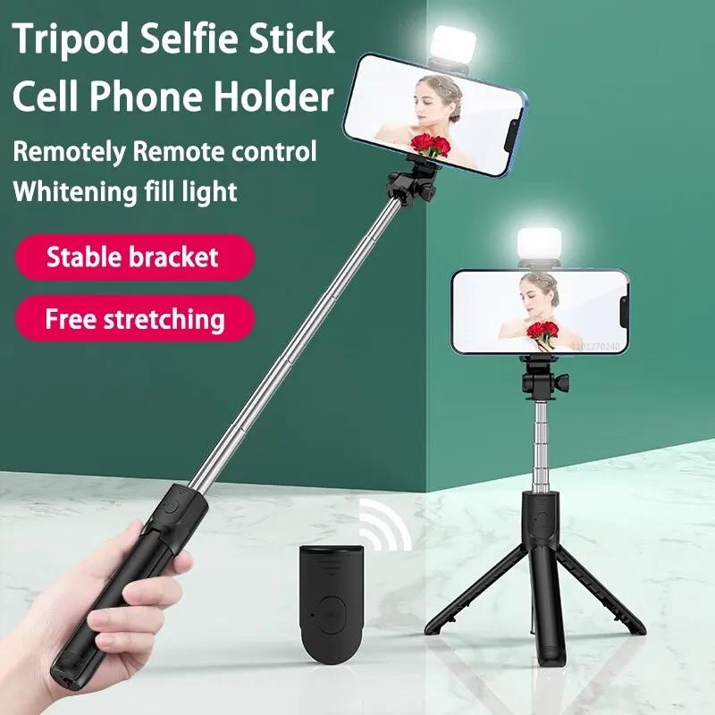 Monopod Remote Shutter Fill Light for iPhone Samsung Xiaomi Phone Holder Mini Tripod Wireless Bluetooth Selfie Stick