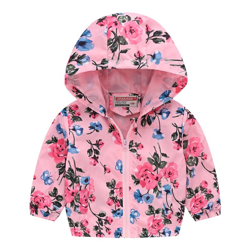 Bedruckte Jacke Strickjacke Kinder Mädchen Jungen Kapuzen Langarm Reißverschluss Blumen Auto Cartoon Windjacke
