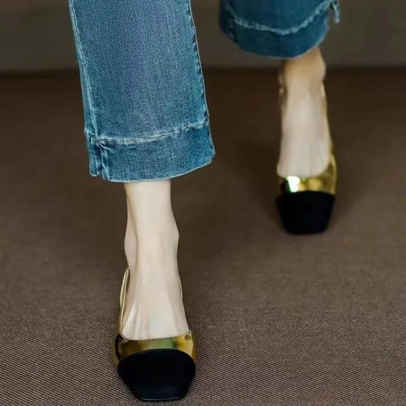 Leshion Of Chanmeb Women Sheepskin Slingback Sandals Luxury Brand Designer Mix-color Flat Shoe Ladies Casual Comfort Flats
