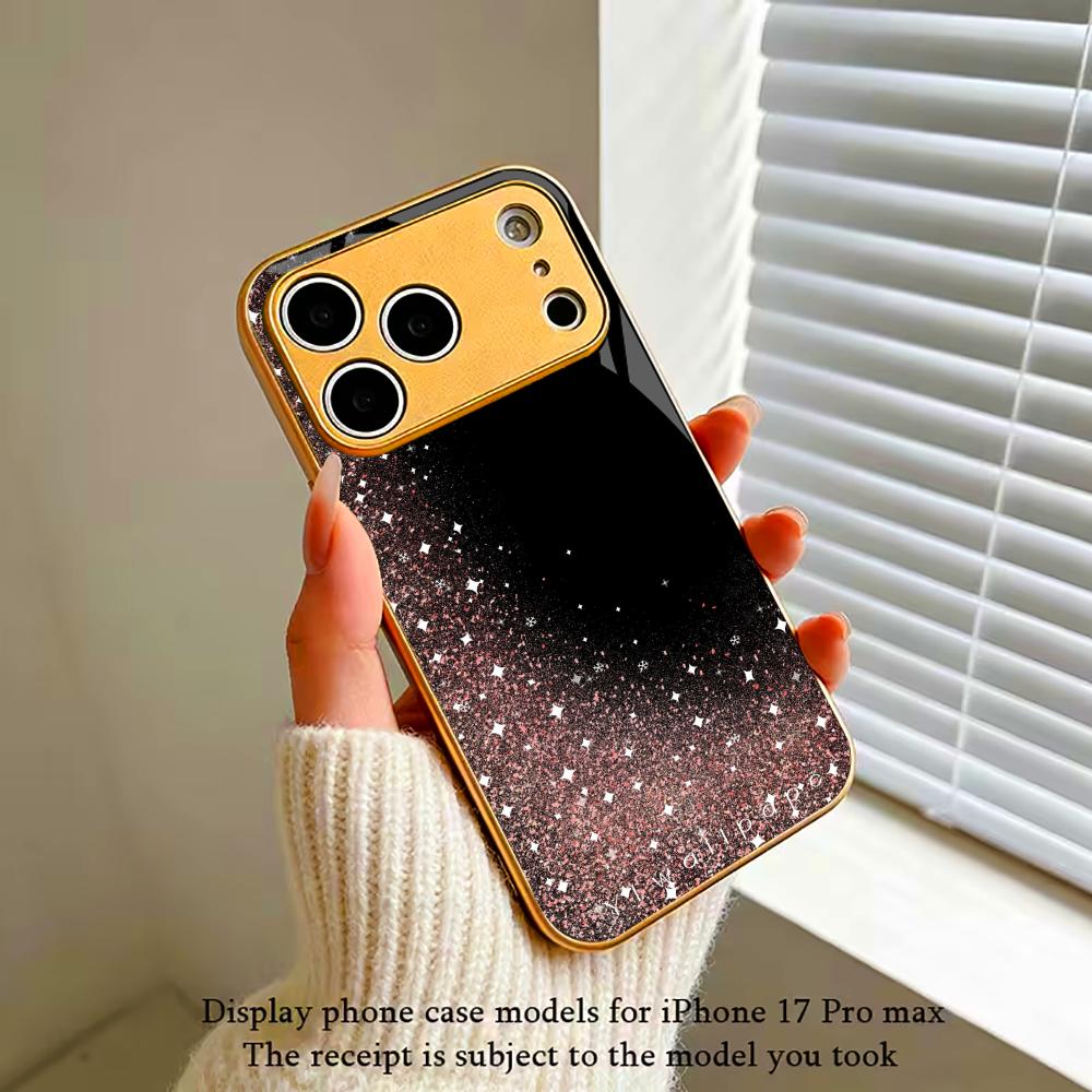 gold dust Exquisite Bestseller Phone Case Electroplated Glass PhoneCase for iPhone 17 16 15 14 13 12 11pm Pro Plus tablet case