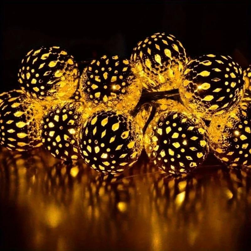 Solar Moroccan Ball String Lights Outdoor Garden Fairy Lights for Christmas Wedding Holiday Party Decorations