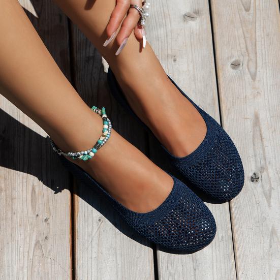 1 Pereche Pantofi Tricotați de Vară pentru Femei, Slip-On, Antiderapanți, Culoare Solidă, Ușori