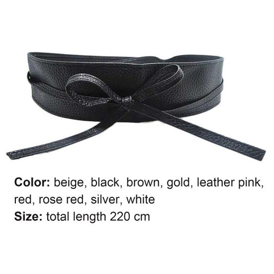 Waist Belt Firm Soft Faux Leather Self Tie Wide Waist Band for Women