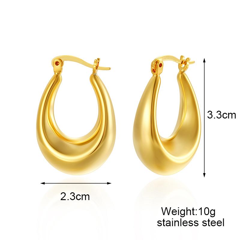 Smooth Water Drop Stainless Steel Earrings for Women Gold Color Fashion Exquisite Hollow Temperament U-Shaped Earrings Jewelry