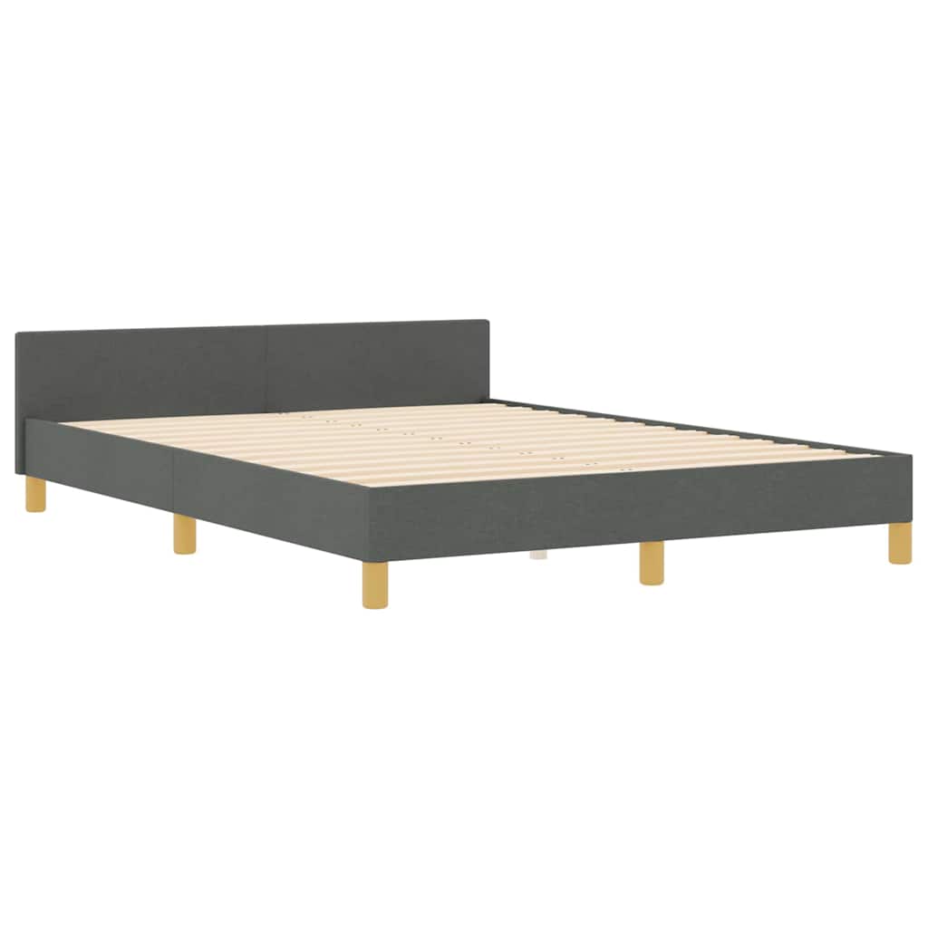 Bed Frame with Headboard Dark Gray 140 x 200 cm Fabric