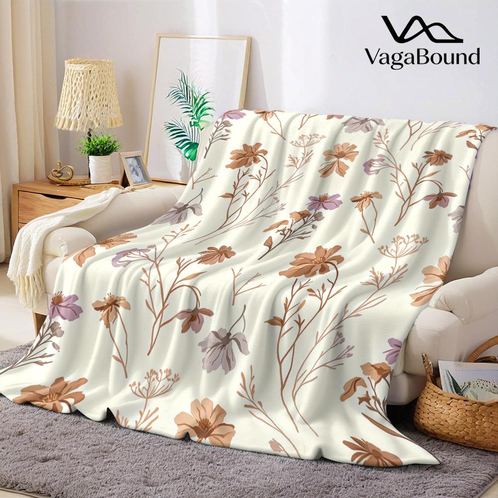 Boho Dried Wildflowers Flannel Blanket Warm Soft Halloween Christmas All-Season Couch Decorative Cozy Warm Gift