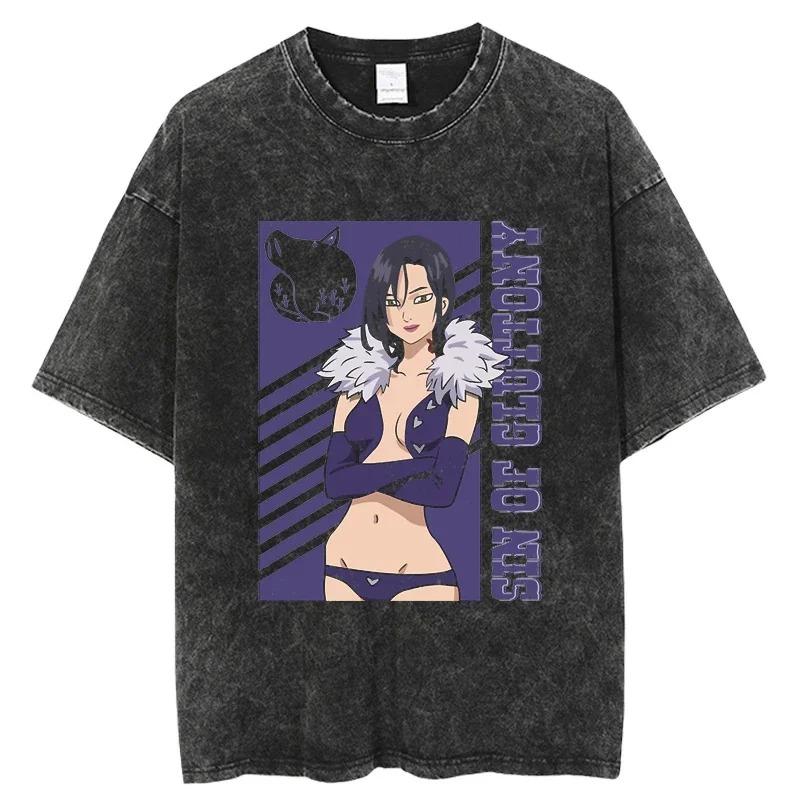 The Seven Deadly Sins King (Fairy King Harlequin) Vintage Washed Oversized TShirt Anime Streetwear Tee S
