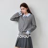 ChuYu Women's College-Style Contrast Button-Down Knit Cardigan