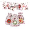 Advent Calendar Cotton Linen Gift Bags with Drawstring Closure - Christmas Hot Stamping Pattern Set